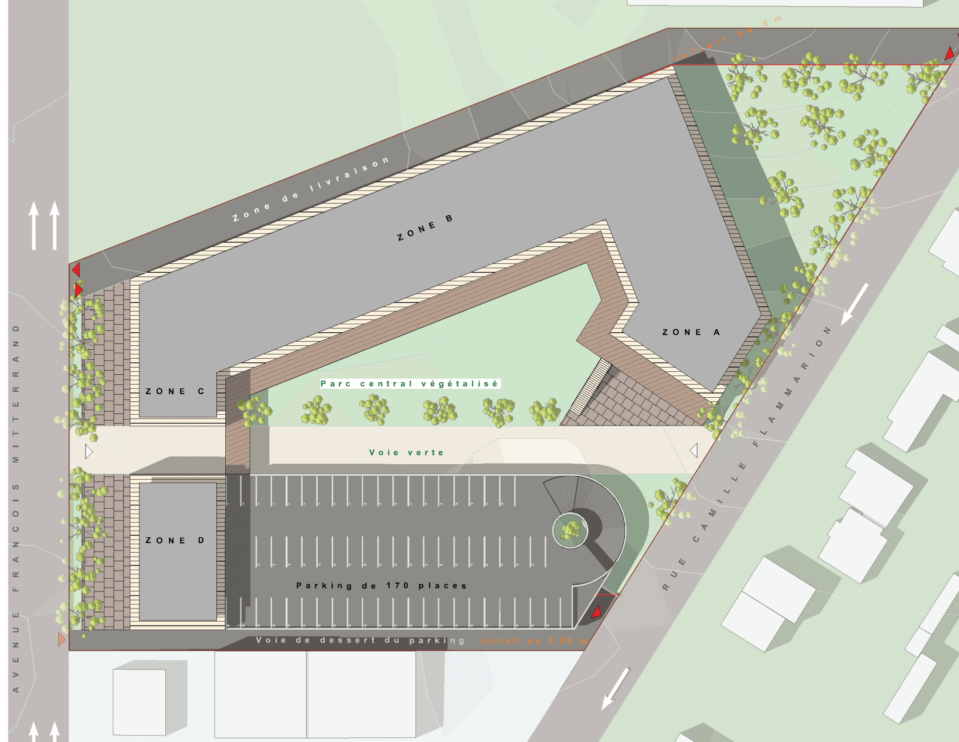 Plan d’organisation du programme et des circulations à Athis-Mons