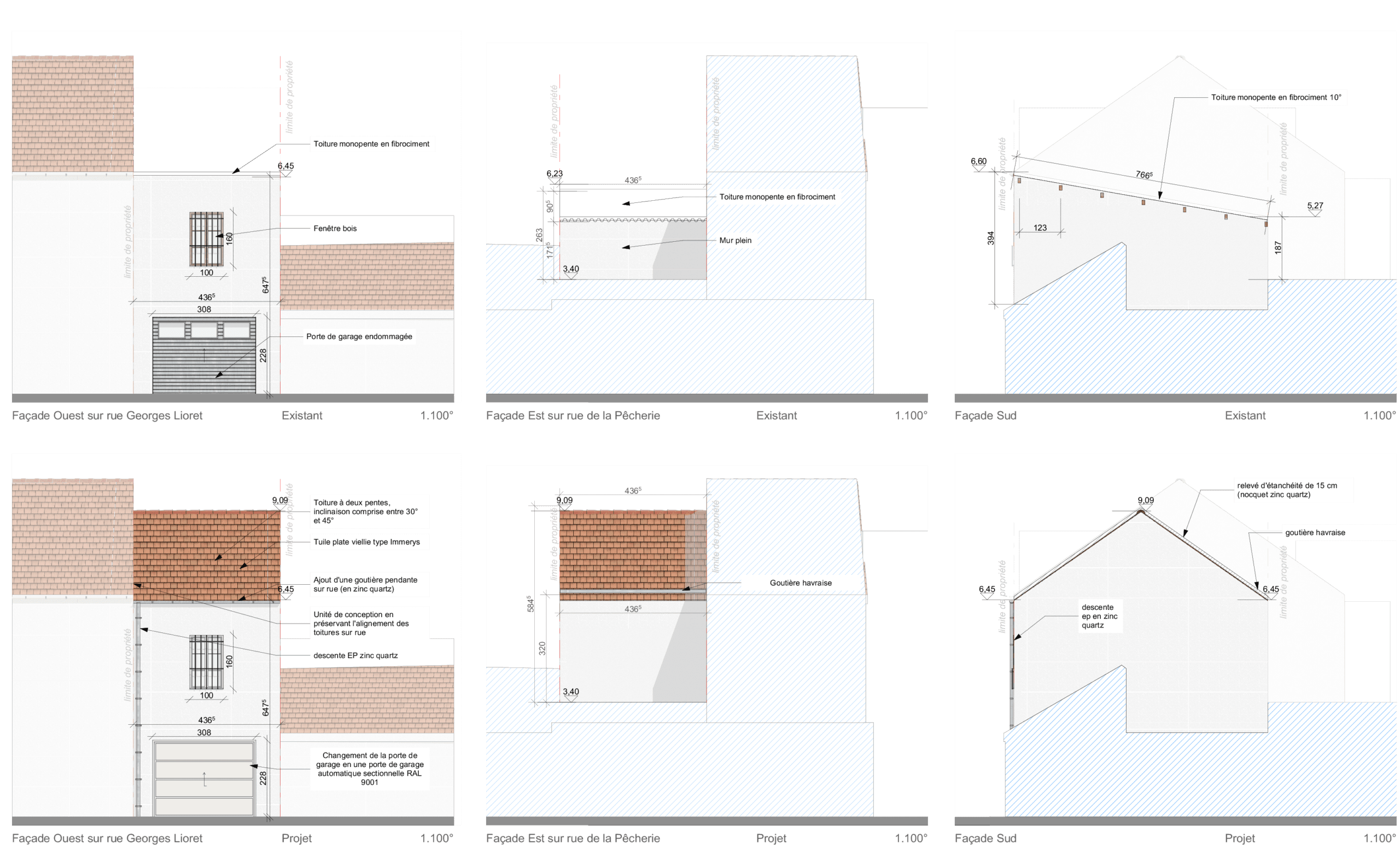 Détails techniques — zinguerie, évacuations et finitions de rive (schémas)