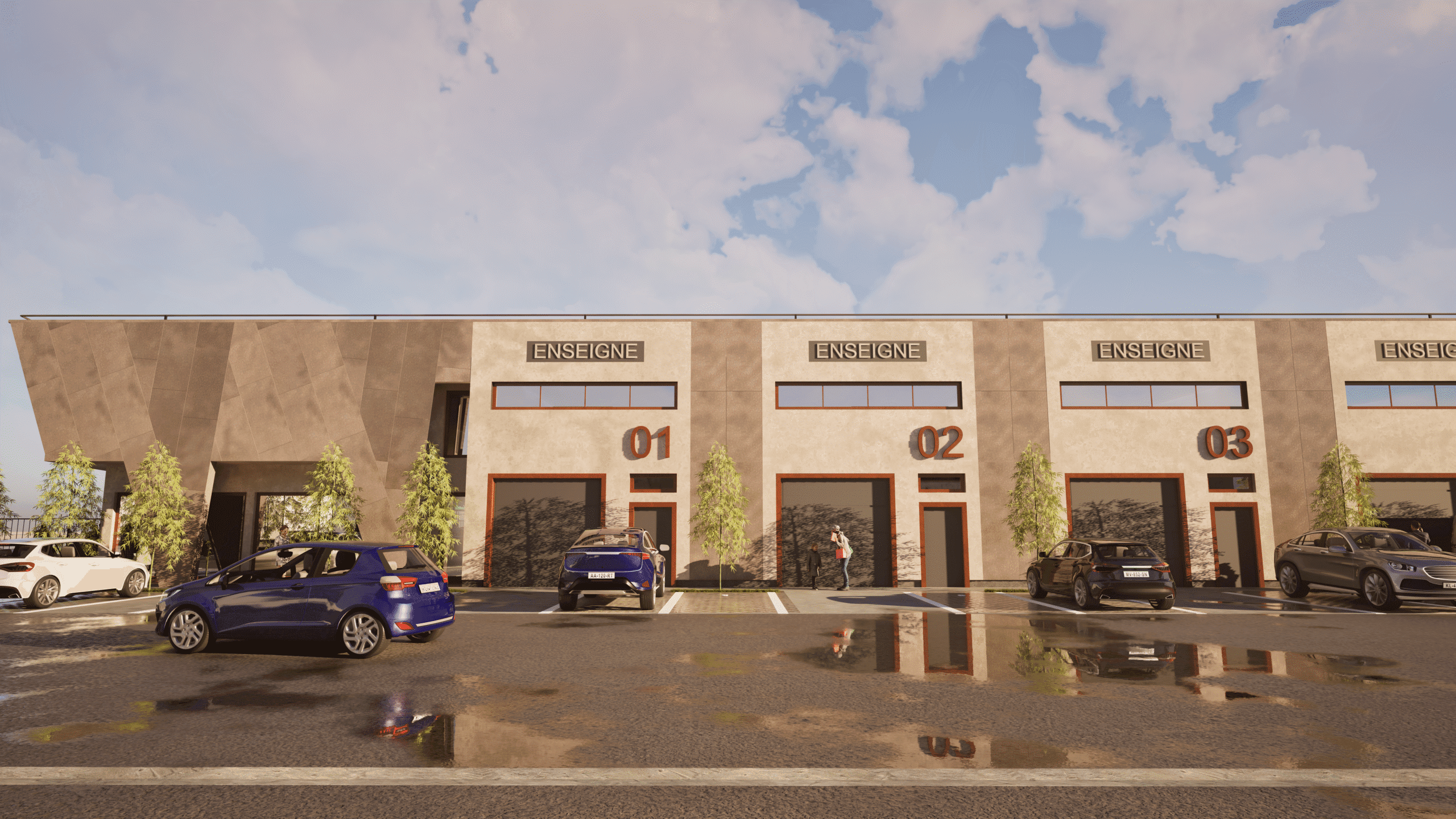 Façade showroom — entrée de site